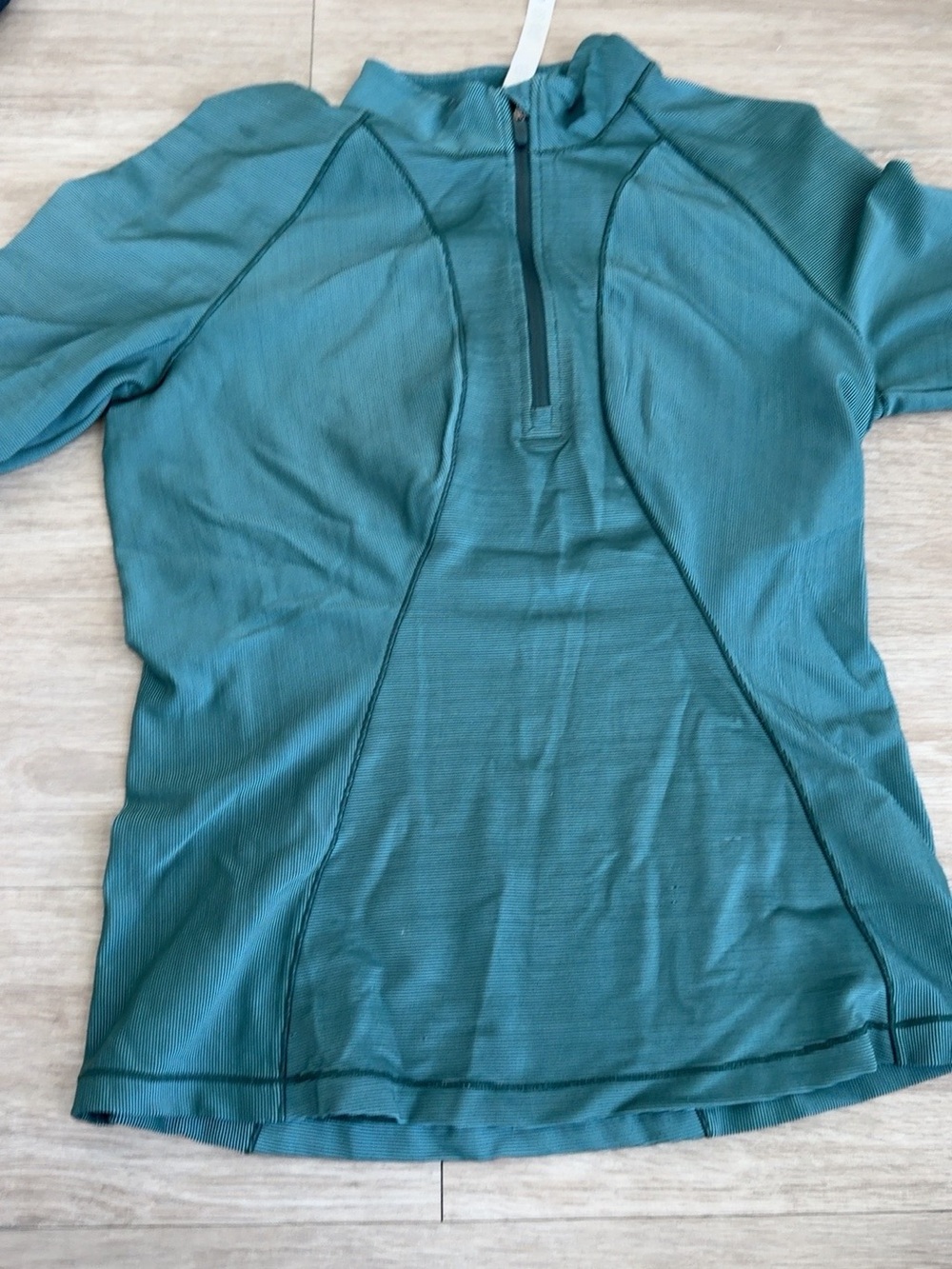 Lululemon Teal Striped 1/2 Zip Running Pullover Size 10